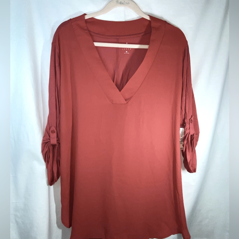 New York & co SOHO Jeans tunic blouse burnt orange